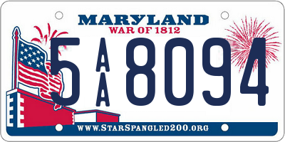 MD license plate 5AA8094