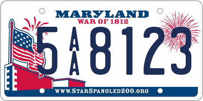 MD license plate 5AA8123