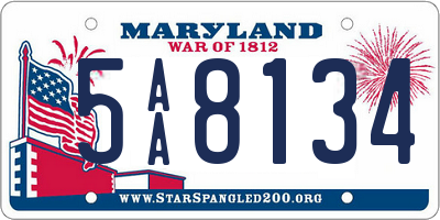 MD license plate 5AA8134