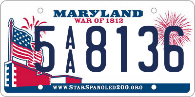 MD license plate 5AA8136