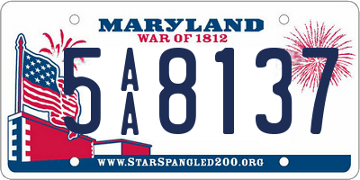 MD license plate 5AA8137