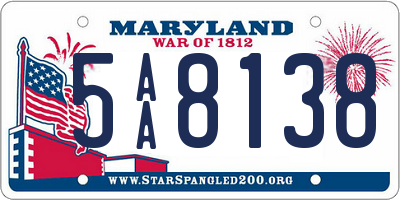 MD license plate 5AA8138