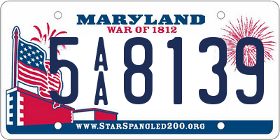 MD license plate 5AA8139