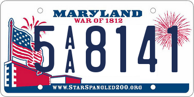 MD license plate 5AA8141