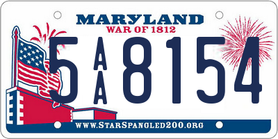 MD license plate 5AA8154