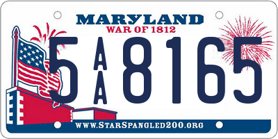 MD license plate 5AA8165