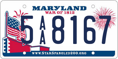 MD license plate 5AA8167