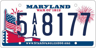 MD license plate 5AA8177