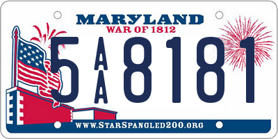 MD license plate 5AA8181