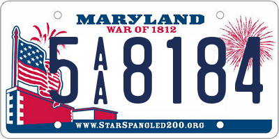 MD license plate 5AA8184