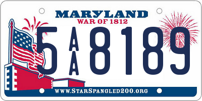 MD license plate 5AA8189