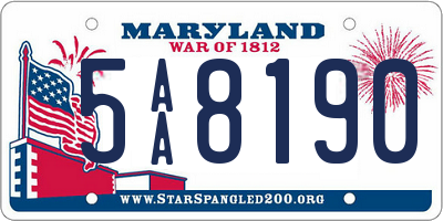 MD license plate 5AA8190