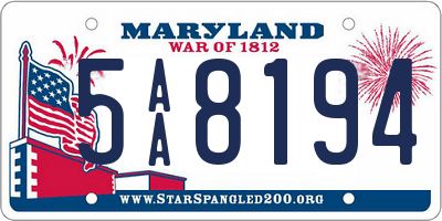 MD license plate 5AA8194