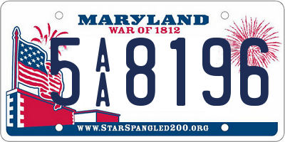 MD license plate 5AA8196
