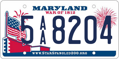 MD license plate 5AA8204