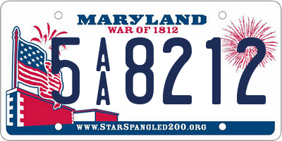 MD license plate 5AA8212