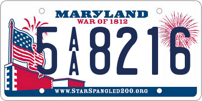 MD license plate 5AA8216