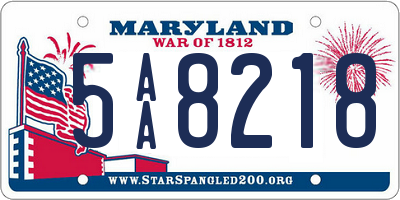 MD license plate 5AA8218