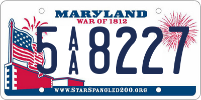 MD license plate 5AA8227