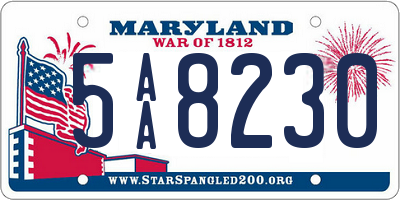 MD license plate 5AA8230