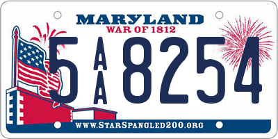 MD license plate 5AA8254