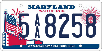 MD license plate 5AA8258