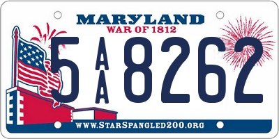 MD license plate 5AA8262