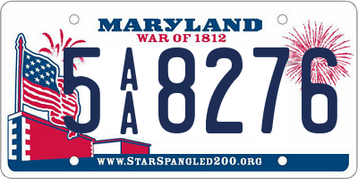 MD license plate 5AA8276