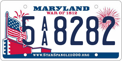 MD license plate 5AA8282