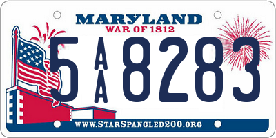 MD license plate 5AA8283