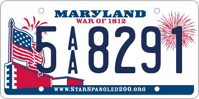 MD license plate 5AA8291