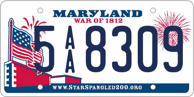 MD license plate 5AA8309