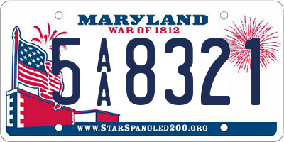 MD license plate 5AA8321