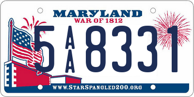 MD license plate 5AA8331