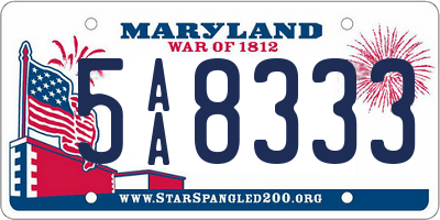 MD license plate 5AA8333