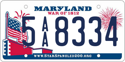 MD license plate 5AA8334