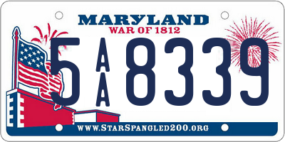 MD license plate 5AA8339