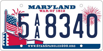 MD license plate 5AA8340