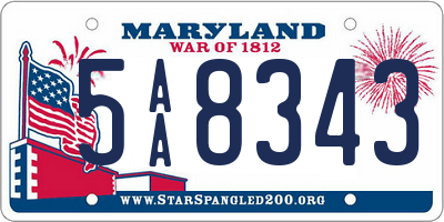 MD license plate 5AA8343