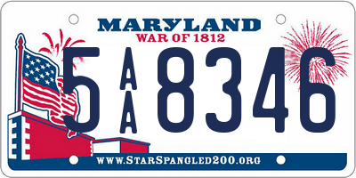 MD license plate 5AA8346