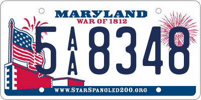 MD license plate 5AA8348