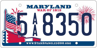 MD license plate 5AA8350