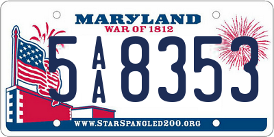 MD license plate 5AA8353
