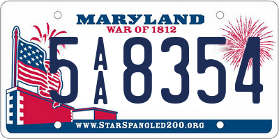 MD license plate 5AA8354