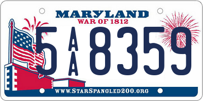 MD license plate 5AA8359