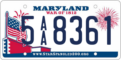 MD license plate 5AA8361