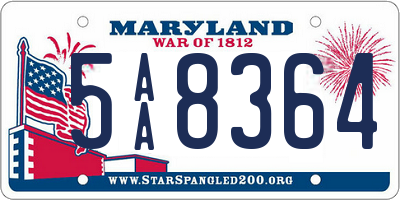 MD license plate 5AA8364