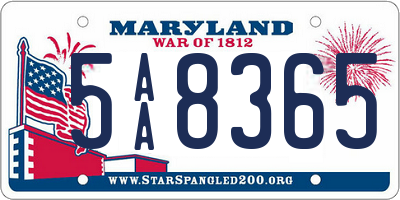 MD license plate 5AA8365