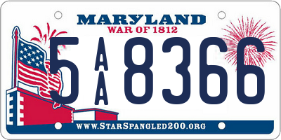 MD license plate 5AA8366