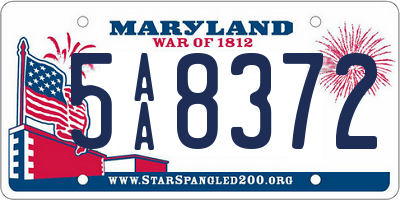 MD license plate 5AA8372